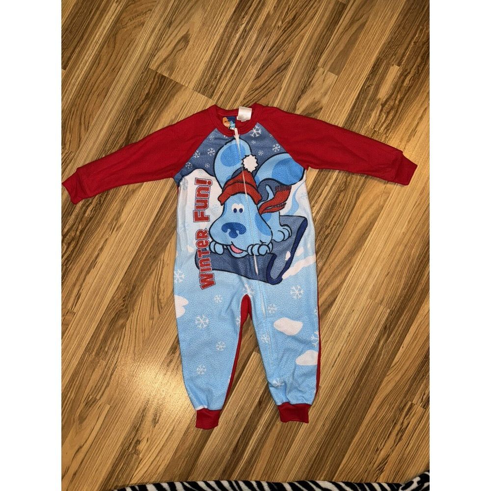 Blue's Clues Vintage Boys Christmas One Piece Pajama PJ Toddler 4T‎ Nick Jr 2004